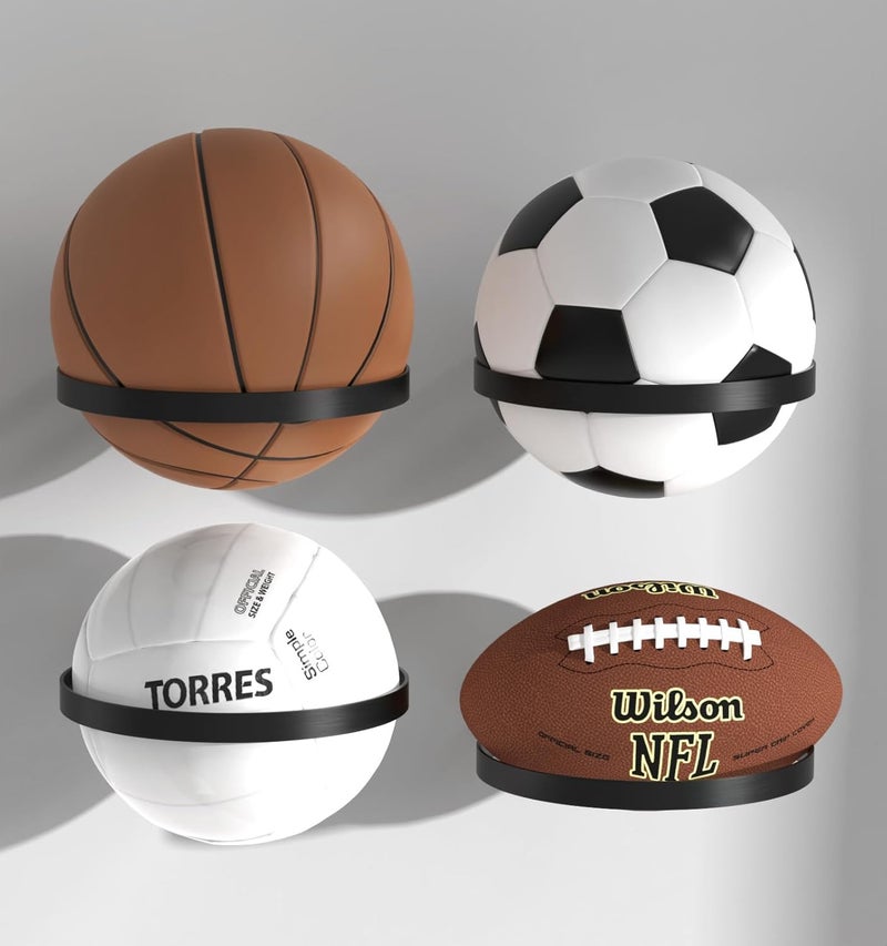 AIDILI Wall Mount Basketball Holder, Ball Storage Holders Display Rack for Autograph Basketball, Football, Soccer, Volleyball Collection, Sports Accessories Organizer for Player Fans - Image 1